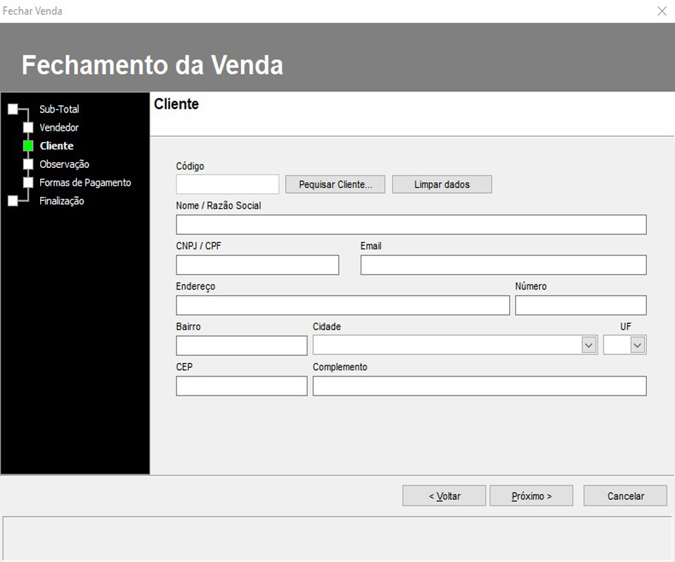 fechamento de venda - cliente