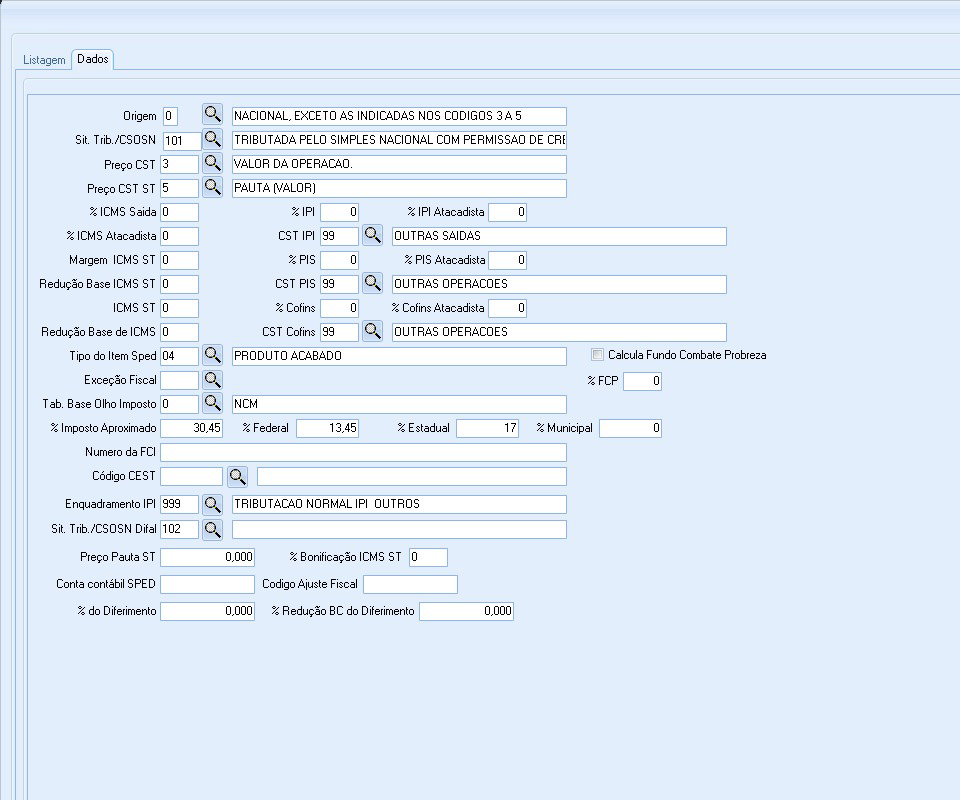 produtos - tributacao